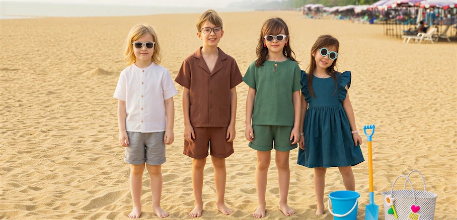 Cozy kids' linen apparel